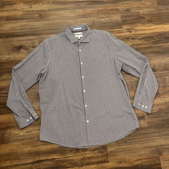 Calibrate Mens Blue and Red Plaid Button Down Shirt - Picture 1 of 6